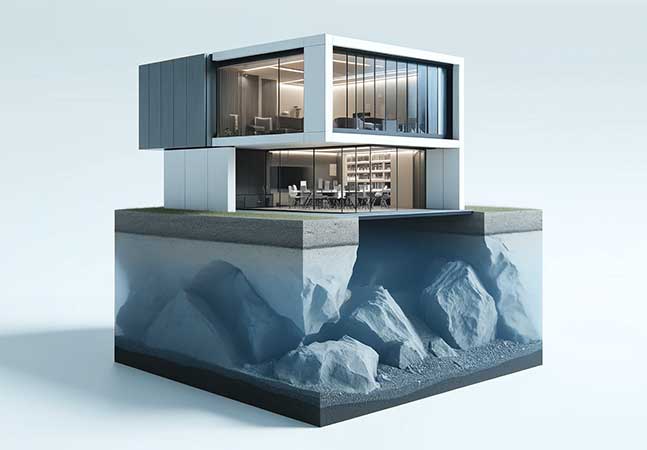 Modern studio on top of a rocky cliff