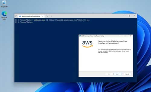 You can use PowerShell to download the command line  interface and to start the installation process.
