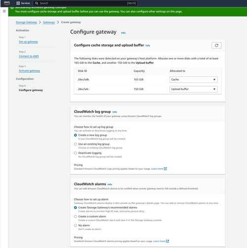 Configure your cache storage and upload buffer.
