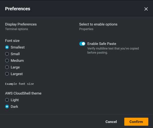 You can configure various preferences for the CloudShell environment.