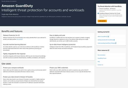 Choose the GuardDuty Malware Protection for S3 Only option and click Get Started.