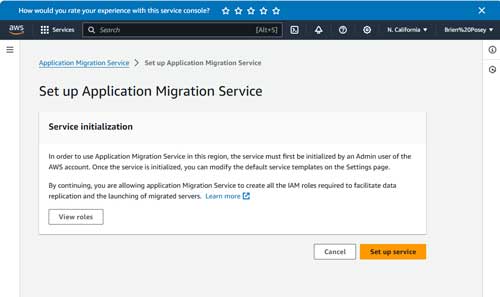 Verify your region and click the Set Up Service button.