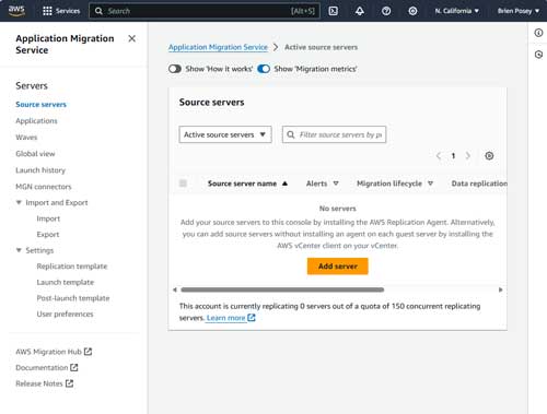 Select the Source Servers tab and click the Add Server button.