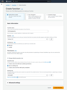 Figure 2: Create a Lambda function called EC2SchedulerOn and configure it to use the EC2OnOff role.
