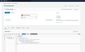 Create a Lambda function called EC2SchedulerOn and configure it to use the EC2OnOff role.