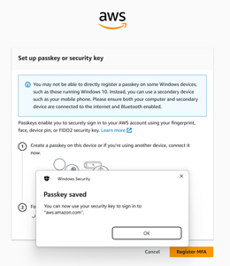 Figure 5: You Can Use the Security Key to Log into AWS.