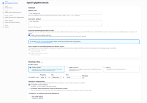 Figure 1: The image creation process begins with specifying the pipeline details.
